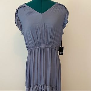 Tea length light blue dress Simply Vera ruffle tiered V neck size M NWT!